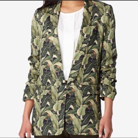 Tahari Tropical Leaves Causal Suit Jacket Blazer 2 - Picture 1 of 15